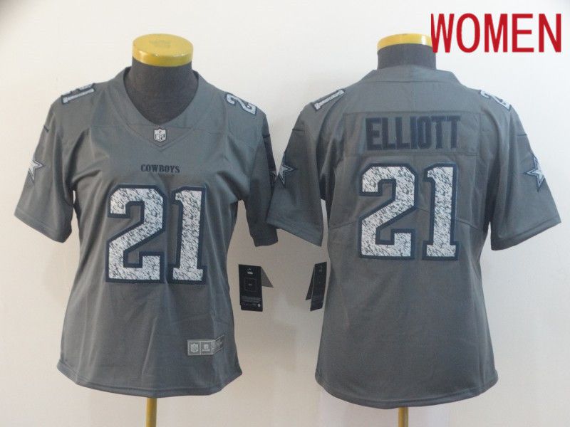 Women Dallas cowboys 21 Elliott Nike Teams Gray Fashion Static Limited NFL Jerseys